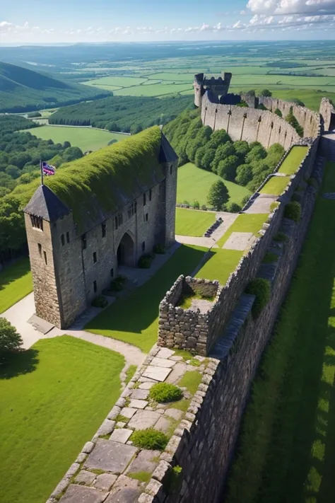 Medieval fort　stone castle wall　Viewpoint from above