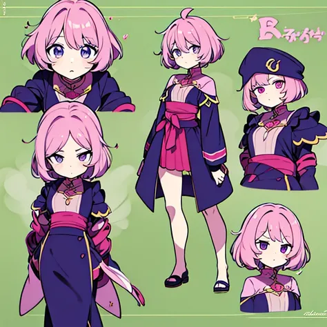 Personagem feminino,cabelo longo,cheio e ondulado de cor castanho escuro, seus olhos castanhos escuro, cor da pele parda, in anime version, de cores das veste branca, with pink and lilac details, em desenho flores, uma personagem feminina estilo anime e um...