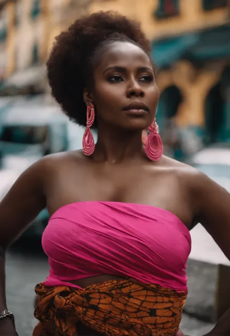 Descripcion de una mujer de africa que vive en la ciudad y que tiene un buen culo y enormes tetas posando en ropa interior rosa que se le vea todo el culo grandote que la foto sea sacada como de un samsung a12