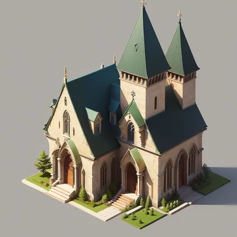 (isometric:1.5), (masterpiece, top quality, best quality, official art, beautiful and aesthetic:1.2),(16k, best quality, masterpiece:1.2),architecture, [:(black background:1.5):30],, english church, (simple background:1.5), scenery, no humans, stairs, buil...