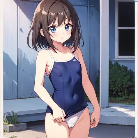 1 girl, Swimsuit, ((swimsuit aside)), , alone,