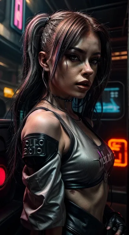 ((hyper realism)), photo realism , emmanorts as  solo 1 girl cyberpunk, in cyberpunk atmosphere