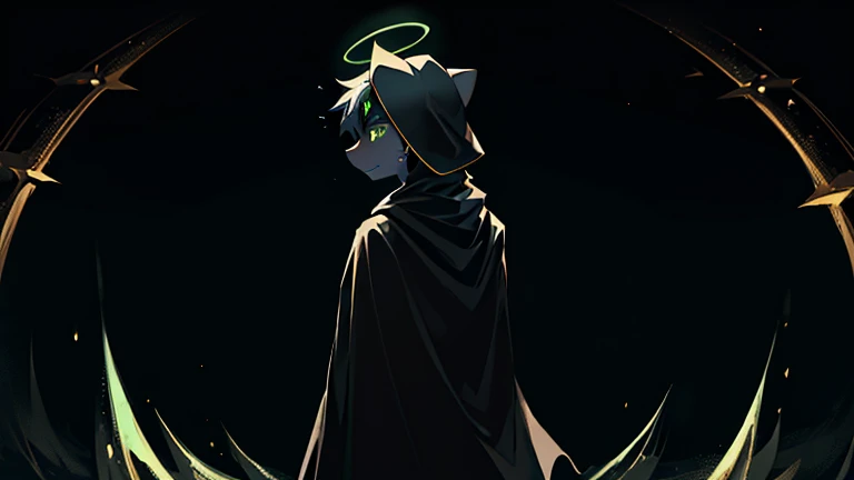 In the depths of a dark and enchanting world, an artistic mind comes to life, crafting a mesmerizing creation: an anthropomorphic adolescent male cat clad in a black hooded cape and donning a skeleton mask, his emerald eyes gleaming with otherworldly allur...