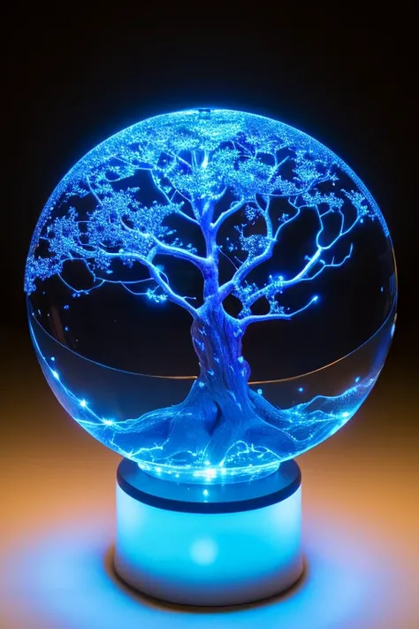 A transparent sphere with liquid inside　branching phylogenetic tree　Origin of the species　Luminescent　darkness　gravity　like　８Two