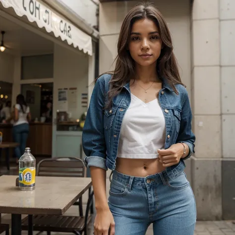 Modelo brasileira, friendly about 20 years, sorrir, academia, mesa, lunch, sobremesa, comendo, MEAL, coffee shop, Outside, Rua, Rua outfit, roupas casuais chuva, cabelo molhado, guarda chuva, water, nuvem, nublado, Denim Jeans Pants, jaqueta preta