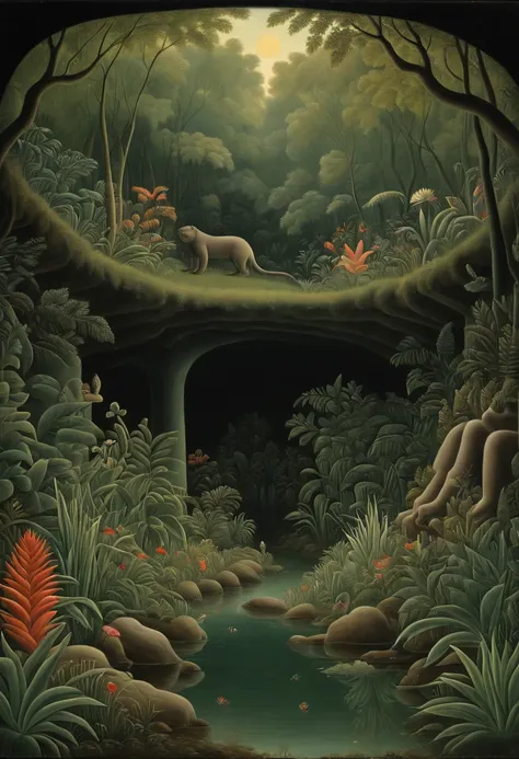 Underground world, by Henri Julien Félix Rousseau, best quality, masterpiece, 8k