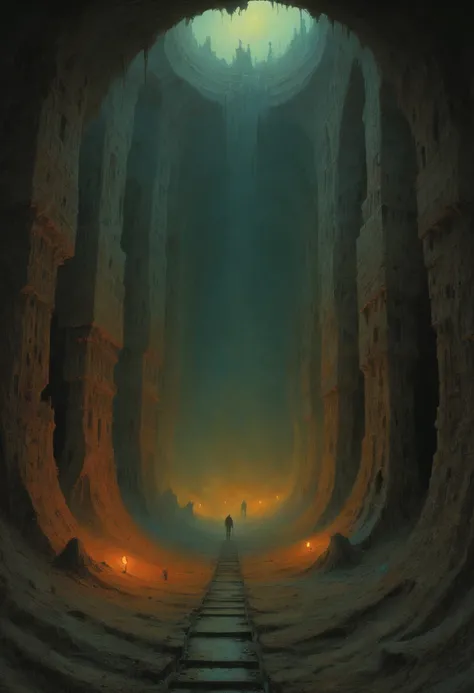 Underground world, by Zdzislaw Beksinski, best quality, masterpiece, 8k