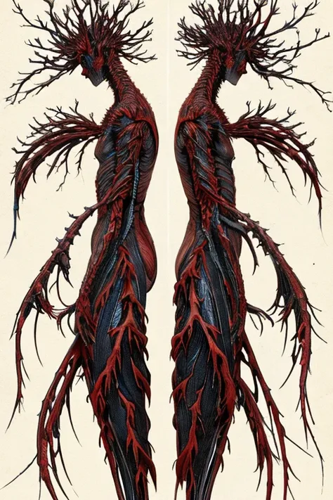 tree skin,Blood vessel,spines,people,etheric,An illustration,character,