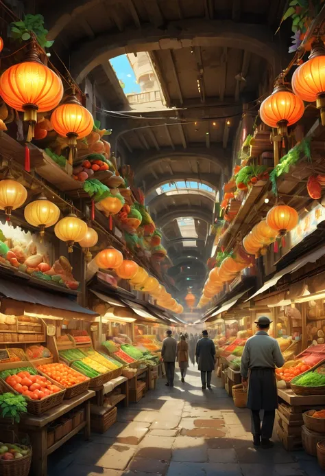 Underground market, superb, lively, enhance, intricate, (best quality, masterpiece, Representative work, official art, Professional, 8k)