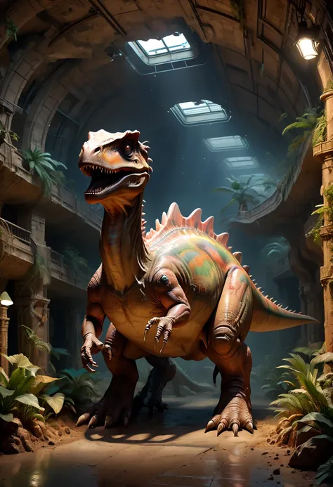 Underground museum, dinosaur, enhance, intricate, (best quality, masterpiece, Representative work, official art, Professional, 8k)