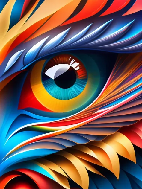 the colorful abstract of eagle eye, (colorful,high detailed,vector-art)