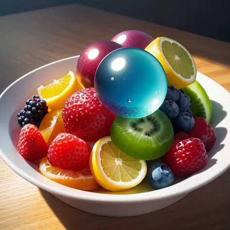 bubbles, jelly, fruits, fresh, bowl, (HD), logo