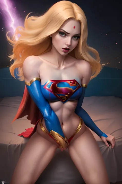 Supergirl nova posando sexualmente com as pernas afastadas, nice vagina