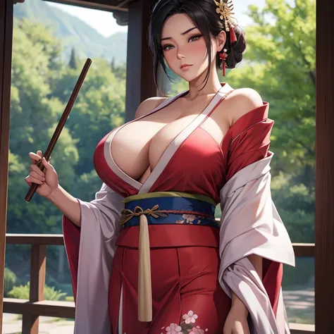 Blushing Mulan rips off her kimono, Closes breasts, shy, Virgin