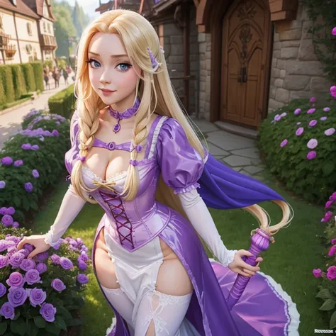 Rapunzel von Disney masturbiert in einem latex anzug mit einem dildo in ihrer muschi 