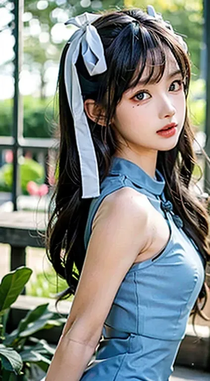 Fashion trendy beautiful and charming woman, gentle and charming Chinese beautiful woman, delicate and sexy collarbone, charming oval face, double eyelids, smart peach blossom eyes, pink lips, small nose, bare shoulders, focus on the face, close-up of the ...