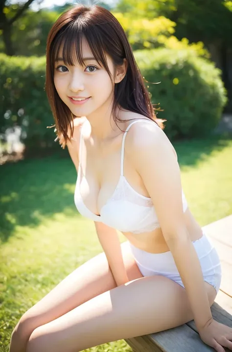 Close-up of a woman walking in a park in a white bra、japanese model、Young sensual gravure idol、Young and cute gravure idol、リアルyoung gravure idol、Real Sensual Gravure Idol、young gravure idol、sophisticated gravure idol、Yoshitomo Nara、Young skinny gravure ido...