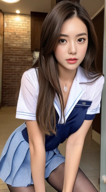 correct anatomy，（best quality，8K，32K，master piece，hyper hd：1.3），Snack street，attractive Japanese woman，（different angles，Different costumes，seven doppelganger photos：1.1），One woman，（medium breasts：1.1），perfect body，（sailor shirt,pleated skirt：1.3），super de...