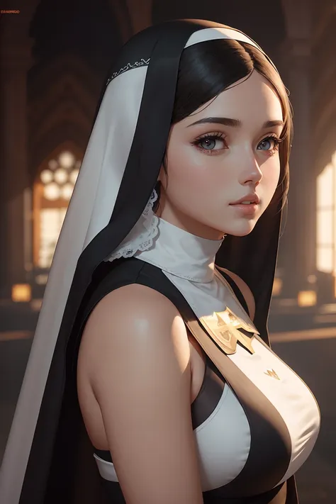 beautiful nun, sunshine, sunlight, ana de armas, hair with many details, beautiful, 8k artgerm bokeh, fanart best artstation, re...