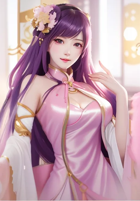 anime girl with long hair and a pink dress posing, beautiful alluring anime woman, japanese goddess, anime goddess, seductive anime girl, a beautiful fantasy empress, inspired by Li Mei-shu, yun ling, full body xianxia, by Fan Qi, chinese fantasy, chinese ...