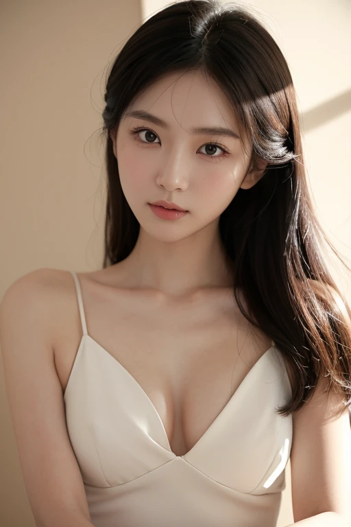 (best quality,actual:1.37),renaissance minimalism,beautiful girl,meticulous的眼睛居中,Bust cleavage subtle color palette,meticulous,Wonderful atmosphere,glowing light,Soft light and shadow,vivid emotional descriptions,Timeless elegance,Meticulous attention to d...