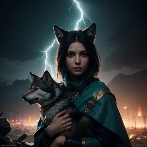 "Native American and her  wolf ,glowing eyes, lightning in the background"
"8k resolution concept art by Greg Rutkowski dynamic lighting hyperdetailed intricately detailed Splash art trending on Artstation triadic colors Unreal Engine 5 volumetric lighting...