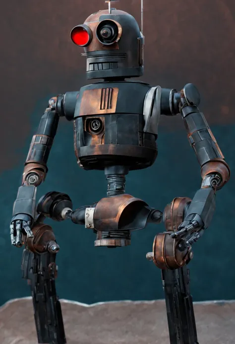 repair droid, "Black with rusted high lights", full body pose,