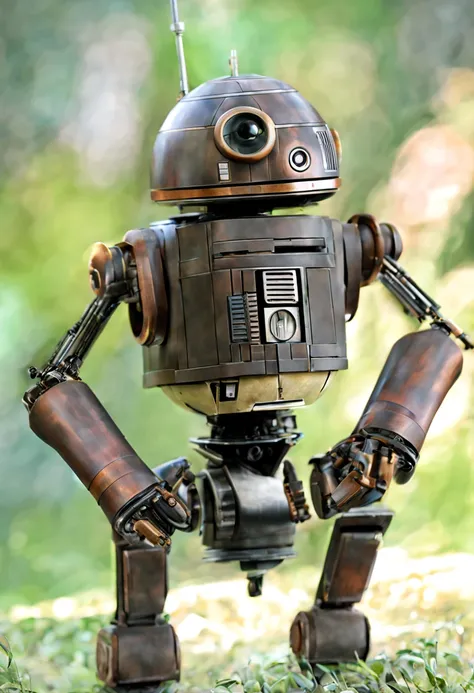 repair droid, "Black with rusted high lights", full body pose,