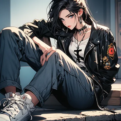 masterpiece, high-quality, high-definition, high-resolution, anime style, warm color palette, //Character
(1 cool girl is s sitting cross-legged:1.4)
BREAK
//Fashion
Edgy Bee Punk Rocker,
Rock a black leather jacket adorned with edgy bee patches or embroid...