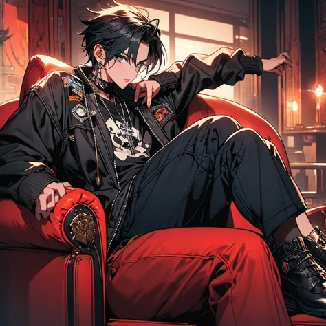 masterpiece, high-quality, high-definition, high-resolution, anime style, warm color palette, //Character
(1 cool girl is s sitting cross-legged:1.4)
BREAK
//Fashion
Edgy Bee Punk Rocker,
Rock a black leather jacket adorned with edgy bee patches or embroid...