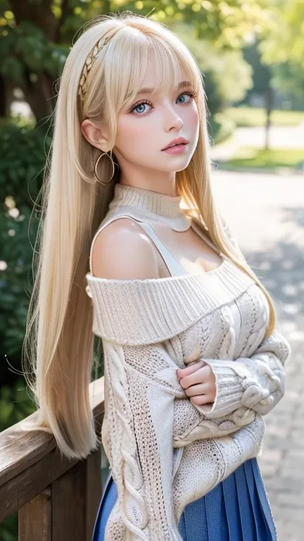 bright look、ponytail、Young, shiny, white, glossy skin、best beauty、Blonde reflected light、Platinum blonde hair with dazzling highlights、shiny bright hair,、super long silky straight hair、Shining beautiful bangs、Sparkling clear and charming big blue eyes、very...