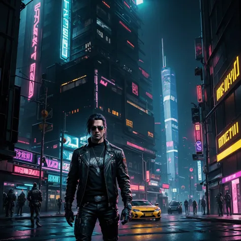 Art Prompt: Create an anime-style illustration of Johnny Silverhand from Cyberpunk 2077 with meticulous attention to detail.

Character Details:
- Johnny Silverhand, portrayed by Keanu Reeves, is the main focus.
- Capture his rebellious rocker persona, fea...