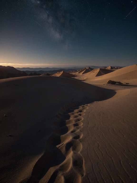 1 desert full of sand and rocks. Dark night, devoid of stars.
A vast expanse of sand and rocks stretches out before you in the pitch-black night. The deserts stillness is broken only by the occasional rustling of the wind against the rocky terrain. The abs...