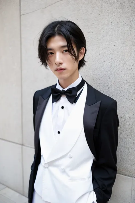 Japanese beautiful white man in tuxedo