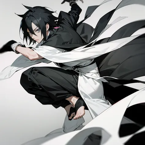 sasuke uchiha black and white image, just like the manga