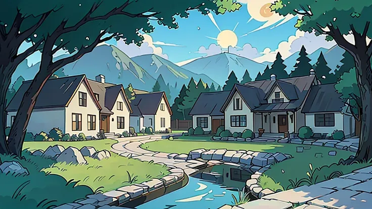 (best quality:0.8) perfect anime illustration

The sun beat down relentlessly on Stone Creek village, its light reflecting sharply off the stone walls that gave the settlement its name. 