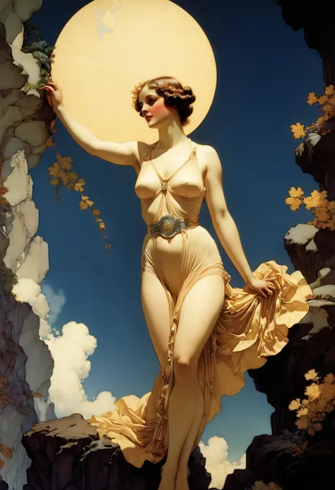 Art Deco, by Maxfield Parrish, best quality, masterpiece, 8k