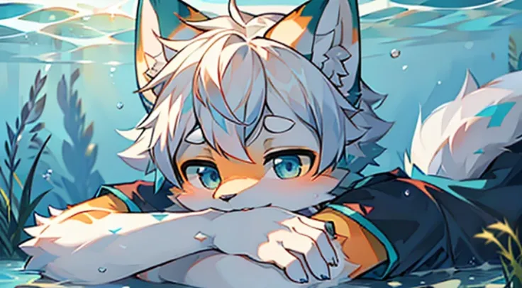 furry,fur,body fur,underwater,underwater scene with vibrant marine life and mesmerizing light refractions,alone,short sleeves,horizon,,Character focus, white hair, orange fur,rest,Its okay,Its okay,Its okay,Its okay,Its okay,Its okay,Its okay,Its okay,Its ...