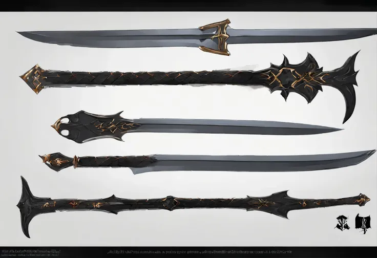 black sword, sharp blade, very accurate, medieval weapon, digital art concept