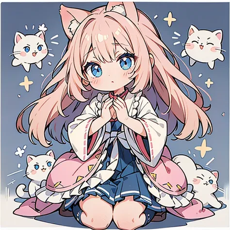 cute garota com cat ears、japanese anime style、moe、（corpo inteiro2.0）、（apenas 1 pessoa 2.1）、（sem plano de fundo 1.8）、authentic an...