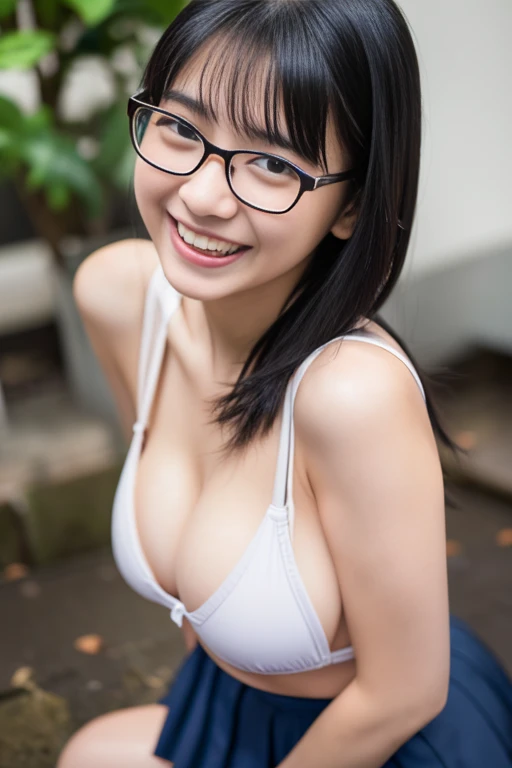 Ultra-detailed 8K CG、huge breasts、perfect female body、big breasts、small face、Swimsuit、(plus size model)、ecstatic expression、sharp focus、Highly detailed face and skin texture、japanese woman、high school student、Square glasses、black hair、straight hair、long ha...