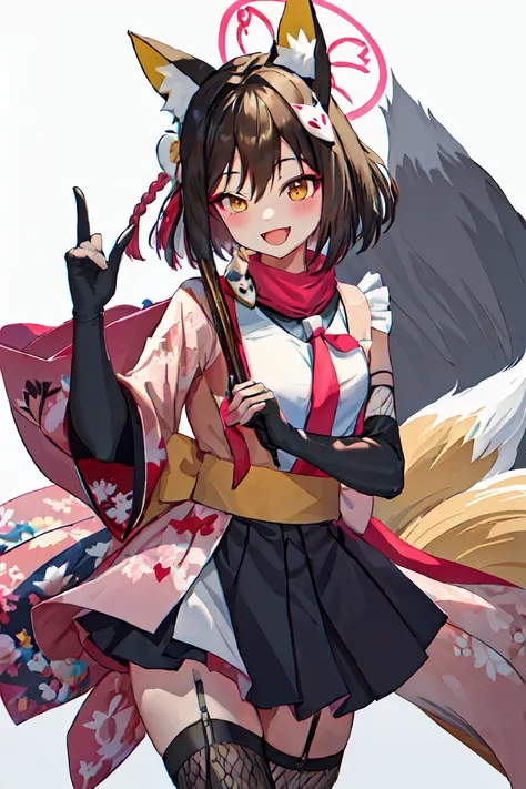 最好of质量, masterpiece, high resolution, 独自of, {izuna_bluearchive:1.15}, animal_ears, fox_ears, fox_girl, animal_ear_fluff, halo, 棕...