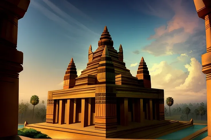 templos de angkor wat, vista desde el cielo, influencia art deco,