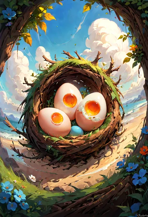 Nests, egg, by rhads, best quality, masterpiece, 8k