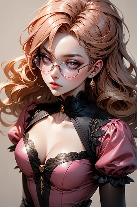 Anime girl tuxedo with curly rose gold hair and round gold glasses, rose gold eyes. Guviz style art, attractive detailed art style, Charlie Bowater Style, 1 7 - year - old cute anime girl, detailed manga style, detailed anime character art, germ of art. Hi...