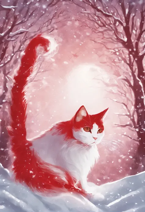 Cat tracks, red and white cat, Heavens, железная дорога в Heavens, snow, snowstorm, train