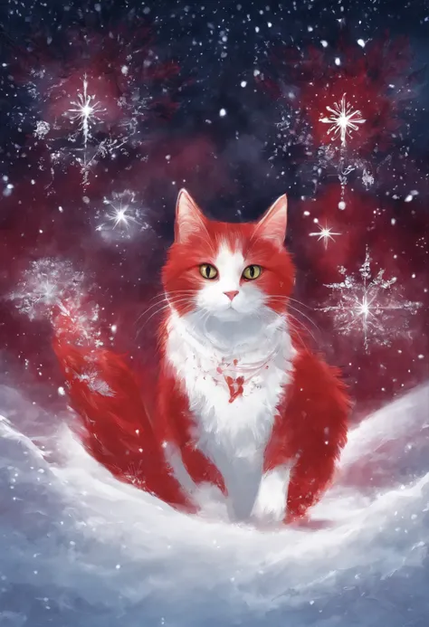 Cat tracks, red and white cat, Heavens, железная дорога в Heavens, snow, snowstorm, train