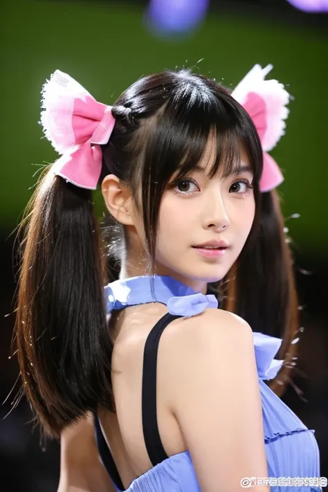 水着 twin tail hair show off pussy