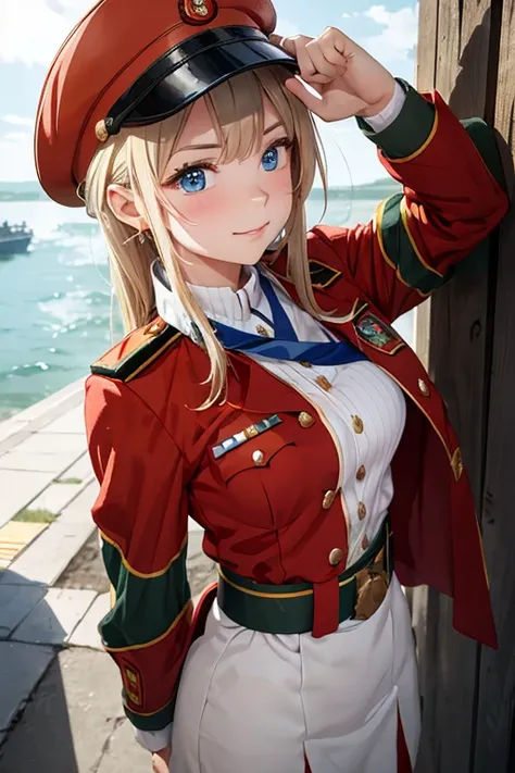 (8K), (best quality), (muste piece: 1.2)　Cute Soviet female tank soldier saluting　The moment when the medal is awarded