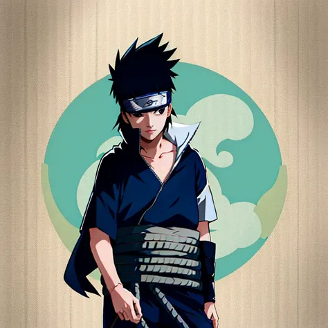 obra de arte, melhor qualidade, ultra-detalhado, illustration, sasuke uchiha imagem incolor